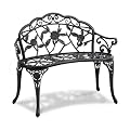 VEVOR 480 lbs Load Capacity, 38.8 inches Metal, Outdoor Backrest and Armrests, Patio Bench for Garden, Park, Yard, Front Porch, Black