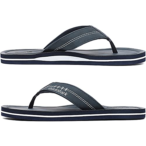 Image of Quickshark Mens Flip Flops Leather Thong Sandals Arch Support Beach Slippers