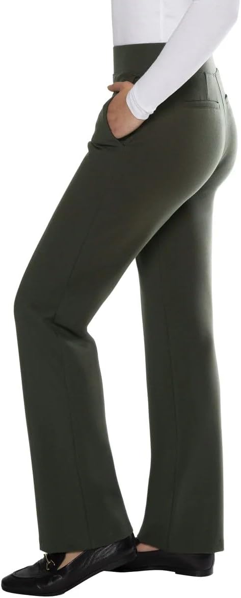 Matty M Women's Pull On Straight Leg Office Pants (US, Alpha, Small, Regular, Regular, Dark Olive) - Image 2