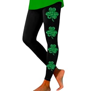St patricks day leggings for women casual shamrock leggings irish green pant soft tummy control workout yoga pants  urban country home decor