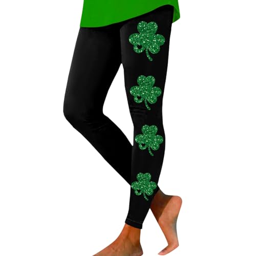 St Patricks Day Leggings for Women Casual Shamrock Leggings Irish Green Pant Soft Tummy Control Workout Yoga Pants
