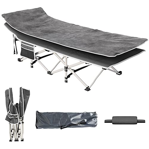 YITAHOME Faltbare Campingbetten für Erwachsene, Strapazierfähiges, Robustes Feldbett mit Matratze, Starke Dickere Rohre, Schlafbett für das Reisebüro im Freien, Grau
