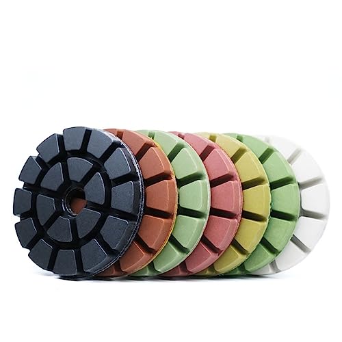 7 Pieces 4 Inch100mm Floor Polisher Pads Diamond Resin Bond Grinding Discs for Polishing Stone Concrete Terrazzo Floor