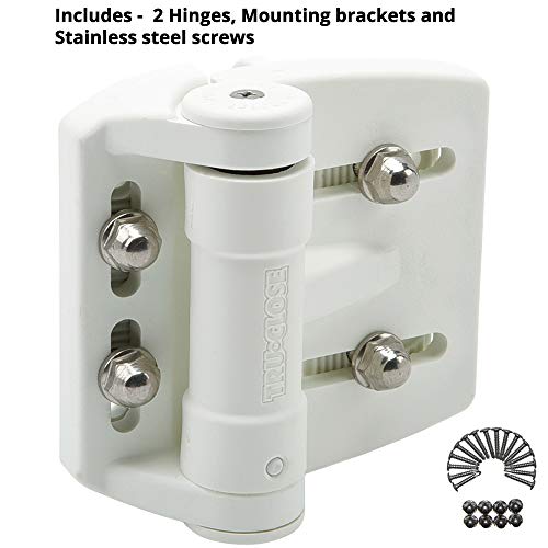 D&D Technologies Tcama2Wt Multi-Adjust Regular Duty Gate Hinges, For Self Closing Metal, Wood, Vinyl Gates Up To 55 Pounds, 3-Way Adjustable, Gap Up To 2", White, 2 Count #TOP1