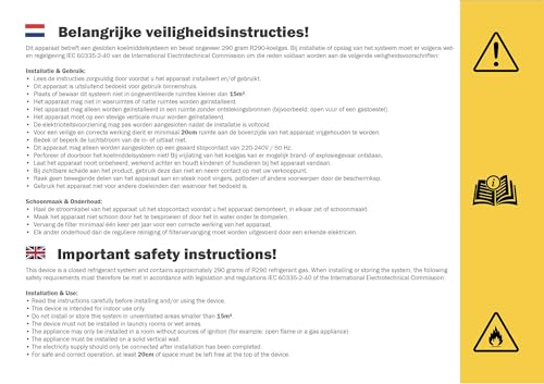 AirExchange- Wand- Monoblock- Klimaanlage- Wärmepumpe- INVERTER, 4- in- 1 Klimaanlage ohne Außengerät, Heizen, Kühlen, Entfeuchten, Reinigen, 12.000 BTU, bis 80 m², R290, WEIß-6