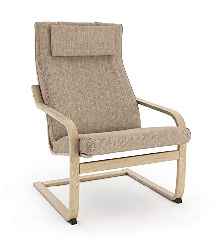 VINYLLA Funda de repuesto para sillón Ikea Poang (diseño 2, poliéster, caqui claro)