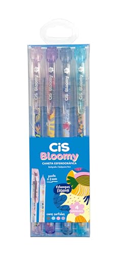 Caneta Esferográfica 0.7mm CIS Bloomy, Estojo com 4 cores