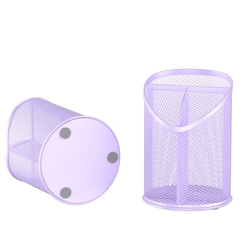 Image of Delifox 2 Pack Pen Holder Mesh Round Pencil (Purple)