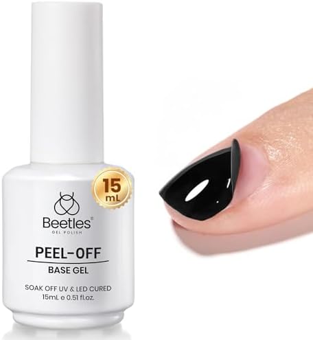 Beetles 15ml Peel-Off Gel Base Coat for Gel Nail Polish – Easy Peel, Long-Lasting, Gentle Formula for Sensitive Nails, UV/LED Cured