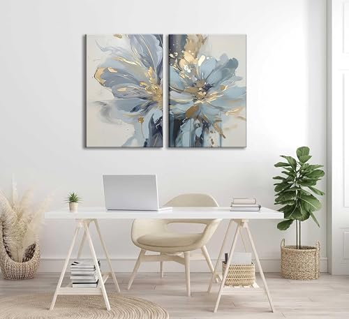 KecKoth 2Pcs Neutral Abstract Floral Canvas Wall Art 16x24 Inch by KecKoth - Used condition - Image 3