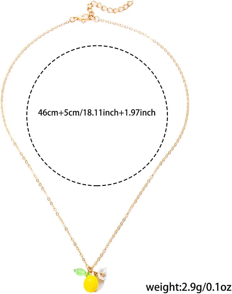 MALOYANVE Yellow Lemon Earrings and Necklace Set for Women Flower Leaf Teardrop Tassel Post Gold Plated White Shell Froal Fruit Dangling Necklace Lightweight Hypoallergenic Acrylic Summer Earring Holliday Beach Vacation Jewelry Gifts - Image 2