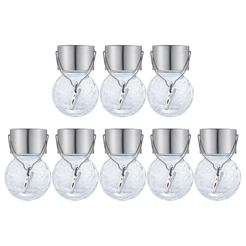SHOWERORO 8 piezas Lámparas Solares de Bola Agrietada Colgantes Luces Decorativas Exteriores para Jardín Panel Solar Integrado Luz Blanca Brillante sin Necesidad de Baterías ni Cables