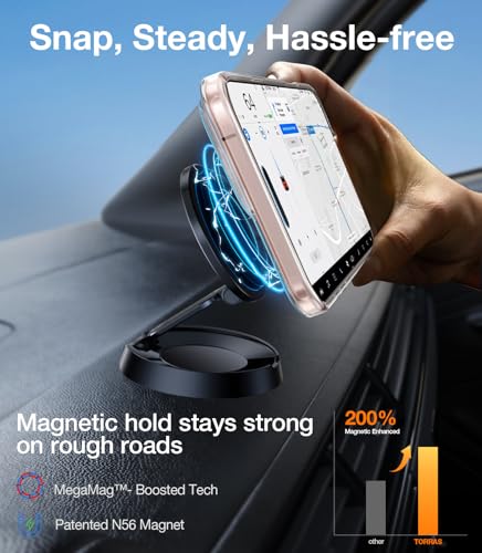 Image of TORRAS Strong Magnetic & Seamless Stand for iPhone 16 Pro Case Clear, Fit for MagSafe, Never Yellow, 4X Military Grade Drop Tested Kickstand Protective Phone Case for iPhone 16 Pro 6.3 inch, Clear