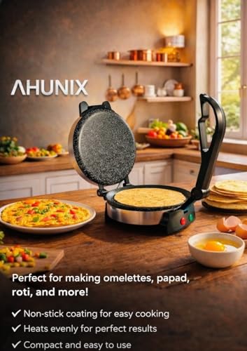 Image of Roti Maker, Multi Maker and Khakra Maker, Non-Stick Electric Flatbread Maker with Temperature Control, AHMM-01