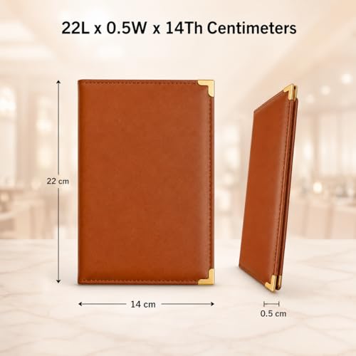 Image of Premium Leather Bill Holder - Set of 6 Receipt Folders for Restaurants, Hotels, Cafes, Bars & Table Service | Professional Check Presenters for Dining Tables (Brown)
