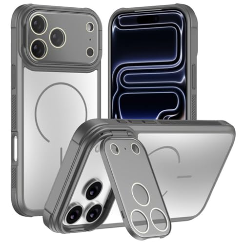 Coque iPhone 17 Pro Max magnétique grise avec béquille cachée - 2