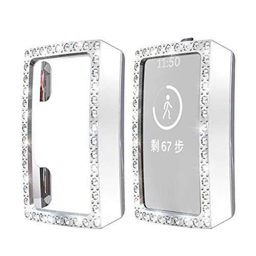 Kompatibel mit Fitbit Charge 3 Displayschutz,Nourich Abdeckung Ultradünn Luxuskristallschirm Hülle Case Schutz Schutzfolie Schutzhülle Kratzschutz Displayschutzfolie Schutzrahmen Cover (Silber) Cover