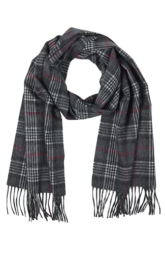 Image of Hickey Freeman Patterned Australian Merino Scarf for Men – Ultra-Soft Lightweight Men’s Winter Scarves, 70-Inches x 10-Inches, Charcoal Windowpane Plaid, One Size