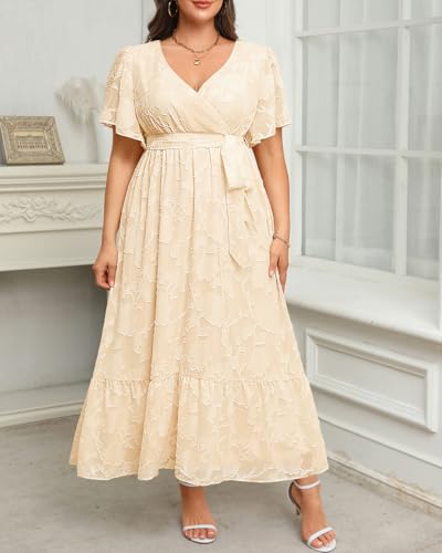 Image of Pinup Fashion Plus Size Wedding Guest Formal Cocktail A Line Long Dress