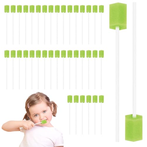 100 Piezas Esponjas de Boca, Esponja de Limpieza de Dientes, Hisopos Orales Desechables, Oral Cuidado Esponjas, Cuidado Oral Diario y Necesidades Familiares para Adultos, Ancianos，Niños o Mascotas