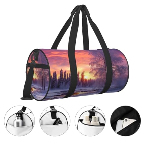 Travel Bag For Women,Winter Landscape Print Personal Item Duffle Bags,Weekend Travel Duffel Tote Bag,Travel Sport Gym Bag For Men,Airplane Travel Essentials For Flying 5