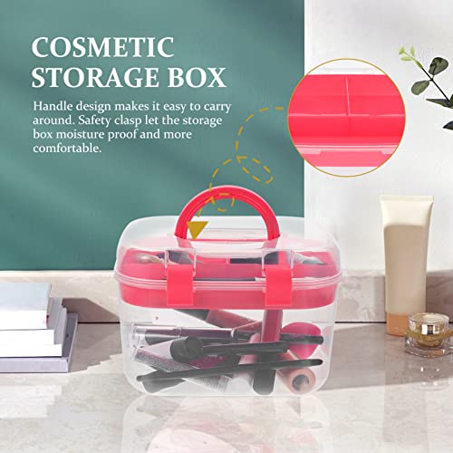 Image of Milisten Double Layer Plastic Sewing Box Multipurpose Plastic Storage Container Organizer Box Portable Handled Storage Organizer for Art Craft Sewing Red