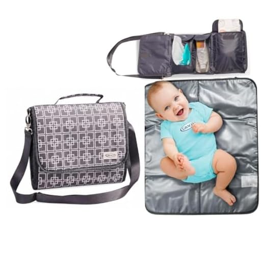 Graco Portable Baby Diaper Changing Table Pad Bag with Wipe & Travel Essentials Pockets - Deluxe Compact Clean Padded Infant Changer Mat - Unisex Grey