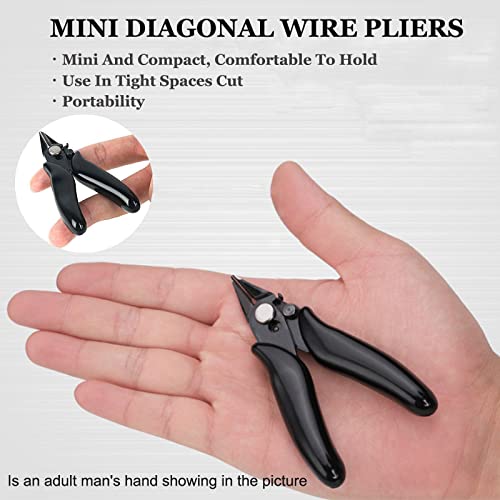 Image of BOENFU 3.5 Inches Mini Cutter with Lock, Flush Cutters, Small Wire Snips, Micro Wire Cutter with Spring, Black