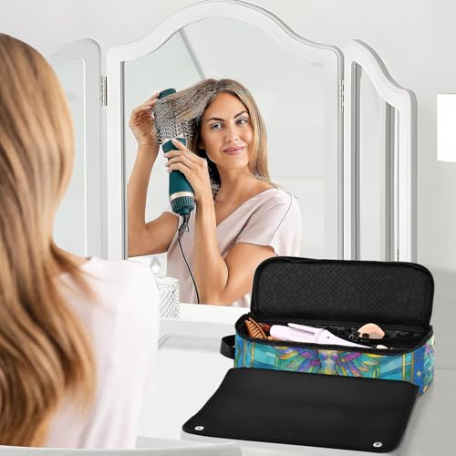 Bolsa de viaje para herramientas de cabello y alfombrilla resistente al calor con cremallera para organizador de herramientas de rizador, plancha, secador y más miniatura 6