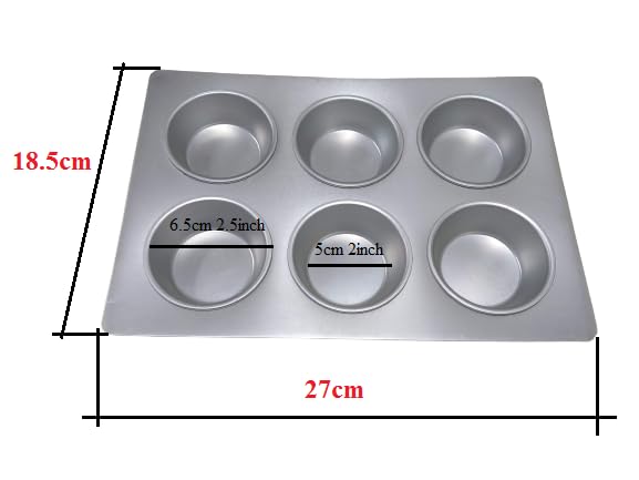 Image of 6-Cup Muffin Tray for Baking | Durable Aluminum Cupcake Tray, Microwave Safe, Easy to Clean Mould | Ideal Mould for Bakery Uses,Cupcakes, Jelly | Multi-Purpose Tray - 10 Inches,Silver