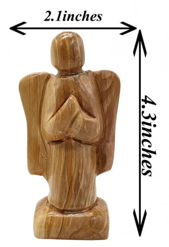 Estatua de Ángel Orante de Madera de Olivo 4.3 pulgadas miniatura 3