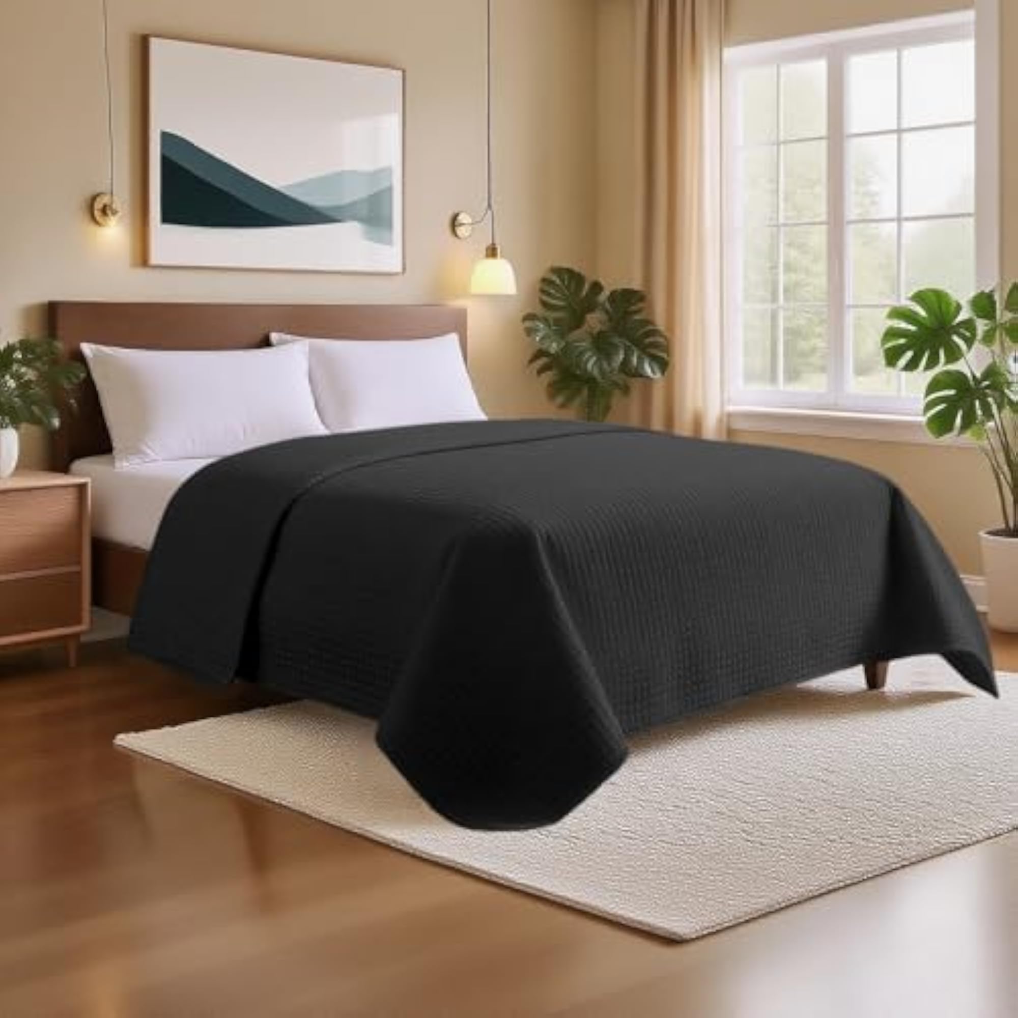 Luxury Checkered Super Soft Solid Bed Quilt Bedspread