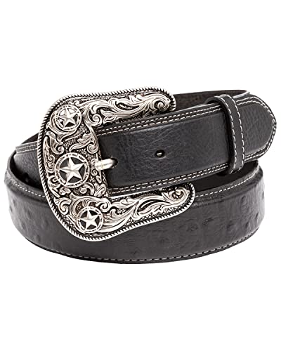 Cody James Men's Ostrich Print Embroidered Western Buckle Belt - Cjasp20bt3