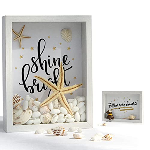 3D Bilderrahmen zum Befüllen - Picture Frames Tiefe Box Objektrahmen mit Glasscheibe (20x25(weiß)) Cover
