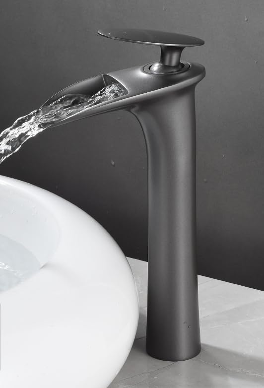 Robinet de salle de bain eau chaude et froide cascade gris haut