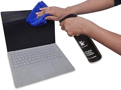 TLC Natural Screen Cleaner Large 500ml with 2 x Fine Microfiber Towel Best for Cleaning: LCD, LED, HD TV's, Plasma, Laptops, Touchscreen, TV Screens, Tablets, E-Readers Plus Cleaning Brush