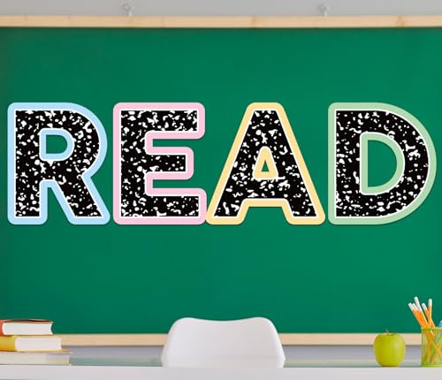 JarThenaAMCS 4 Pcs Reading Bulletin Board Classroom Reading Poster Pastel Composition Read Sign Posters for Back to School Classroom Library Decorations