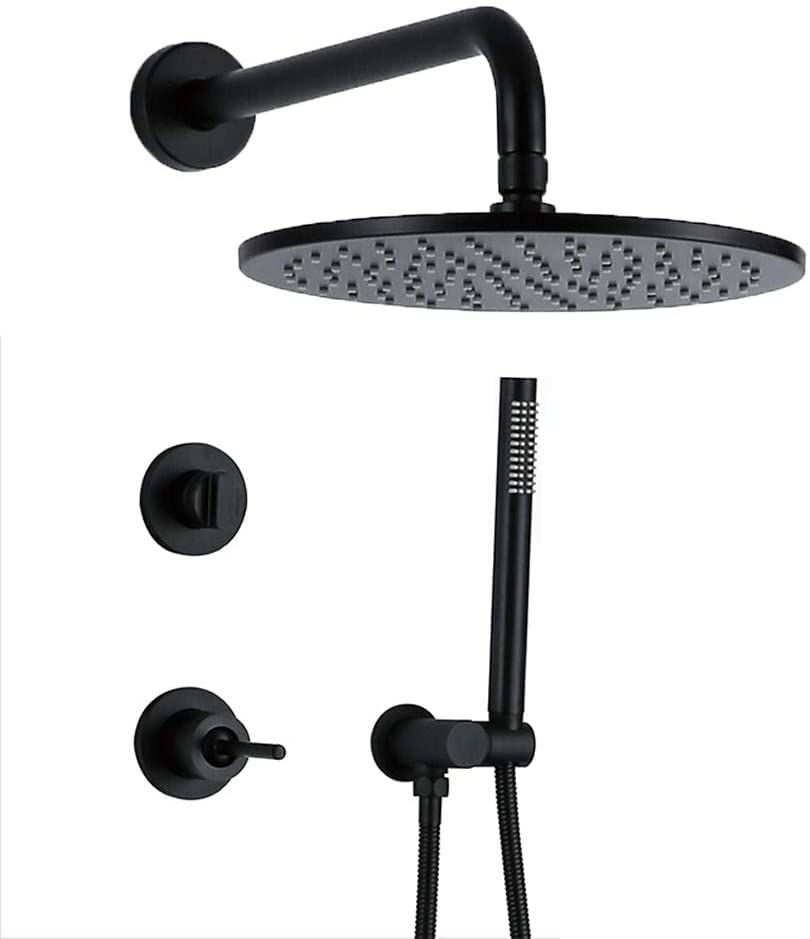 Système de douche encastré en laiton noir mat luxe pour salle de bain moderne