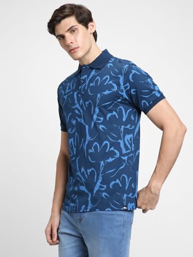 Image of Dennis Lingo Men's Cotton Printed Slim Fit Button-Down Short Sleeve Polo Tshirt