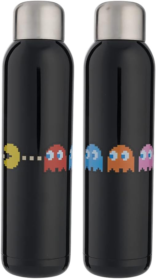Pac-Man Black Stainless Steel 22oz Water Bottle