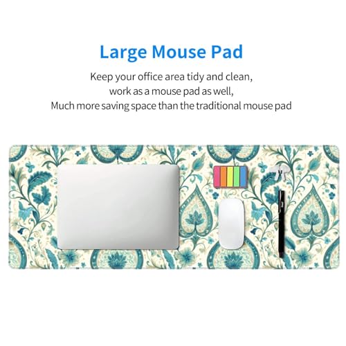 Tapis de souris avec bords cousus grand format et base imprimé turquoise - 5