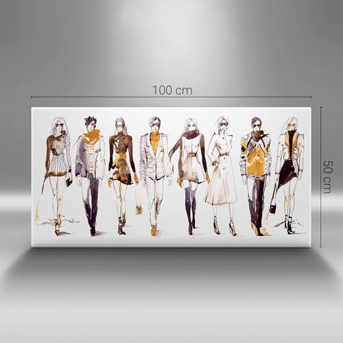 Illustration de défilé de mode pour décorer un grand mur vide de salon