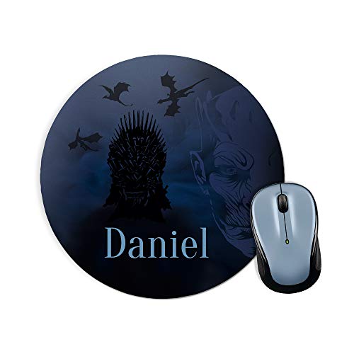 LolaPix Alfombrilla Juego de Tronos Personalizada con Nombre. Regalos Personalizados para Fans. Varios Modelos. 20x20 cm. Redonda. Juego de Tronos