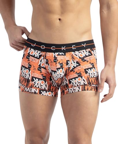 Image of Jockey NY02 Men's Super Combed Cotton Elastane Stretch Printed Trunk with Ultrasoft Waistband (Prints May Vary)