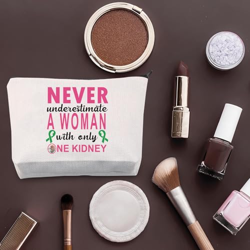 PLITI Kidney Donor Gifts Organ Donation Gift Never Underestimate A Woman with Only One Kidney Transplant Donor Makeup Bag (Only one Kidney bagU) - Image 4