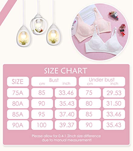 Feoya Girls Training Cami Bra Slim Sports Bra Breathable Seamless Crop Bra Cotton Push Up Everyday Bra Wireless Adjustable Spandex Bra Soft Thin Molded Bra For Teenage 2 Pack White-Beige #TOP5