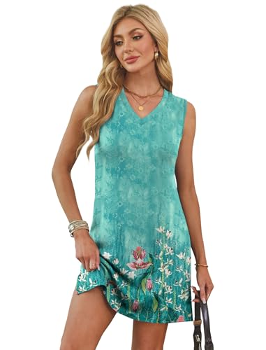 Image of BKRIVE V-Neck Summer Casual Beach Dresses for Women 2026 Vacation Women's Sleeveless Sundress with Split