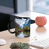 SDAEMQ Tazas de Café, Taza de Cerámica para Té y Café - Regalo Original - 330 ml - Desayuno Tazas Tazas graciosas,leza, cordillera noruega con picos nevados en el lago Paisaje pesquero del norte
