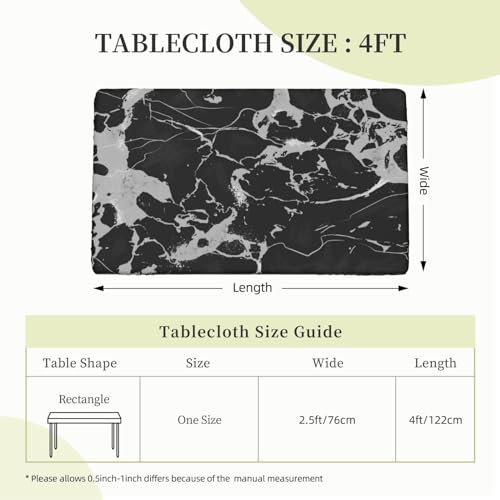 Fiokroo Black Marble Texture Table Cloth with Elastic Edge for Rectangle Table, Tablecloth Washable Table Cover for Kitchen Dining Party Outdoor Picnic Decoration, 4FT by Fiokroo - Used condition - Image 9