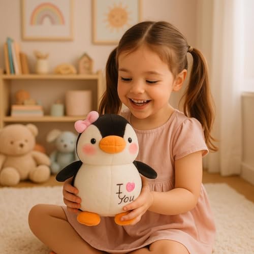 Image of SCOOBA Adorable Super Soft Love Penguin Soft Toy 25cm (Love Penguin Black with headbow)
